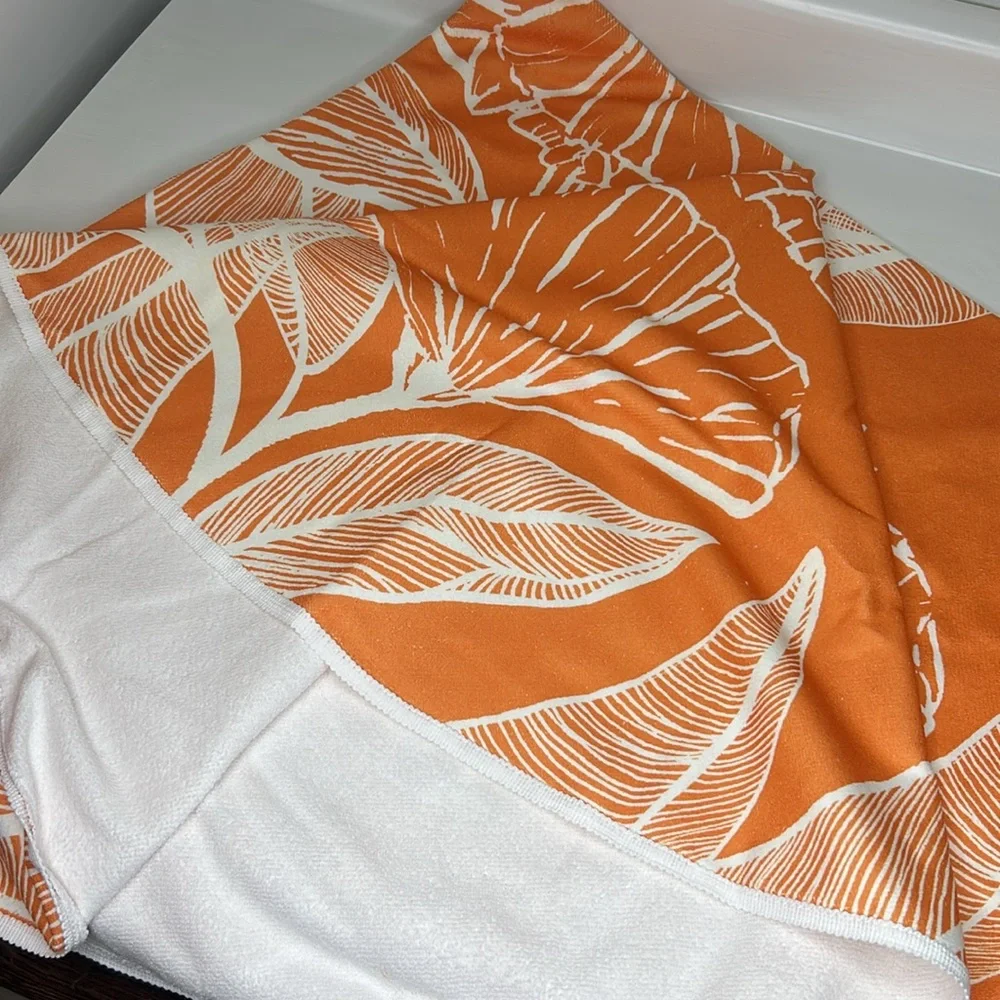 summer & rose 🏖️ Beach Roundie Round Orange Pool Towel Blanket Sarong Wrap NWT